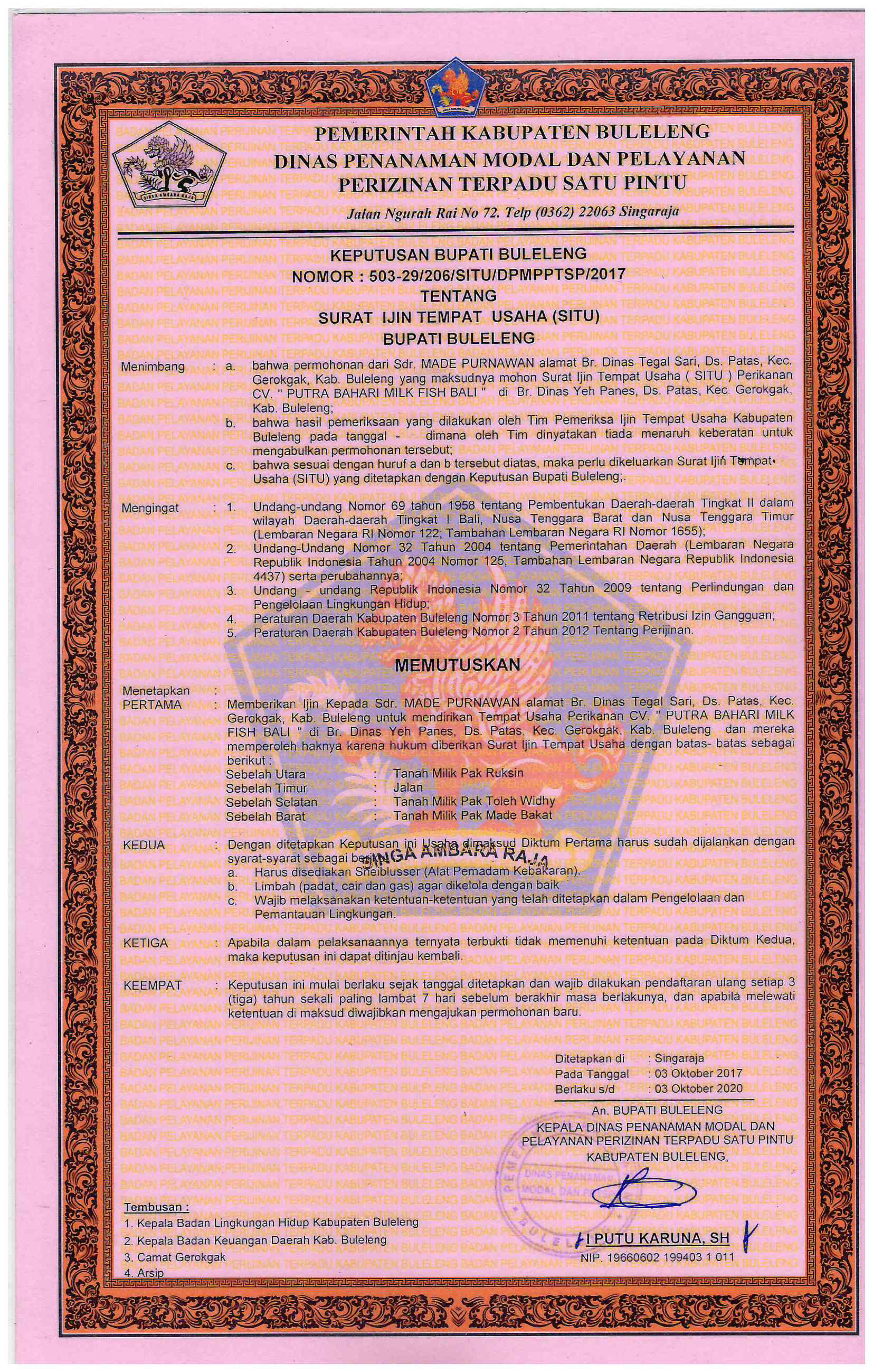 Fishery Business Permit